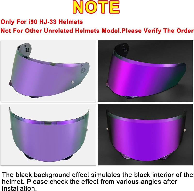 psler i90 Visor - HJ-33 Helmet Tinted Visor i90 Face Shield Motorcycle Helmet Visor for i90 HJ-33,Deep Purple - Image 2